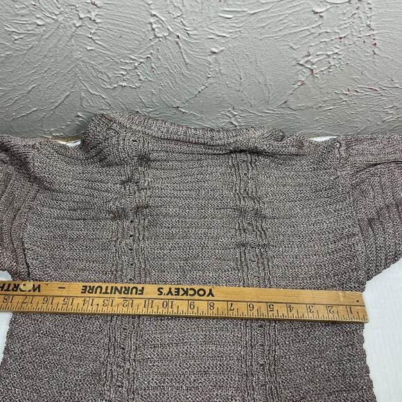 INC International Concepts Gray Dolman Sleeve Cable Knit Metallic Sweater Sz L - Picture 5 of 5